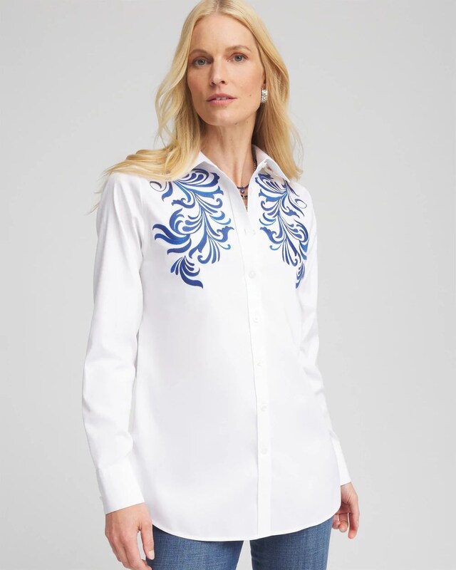 No Iron Wildflower Embroidered Shirt